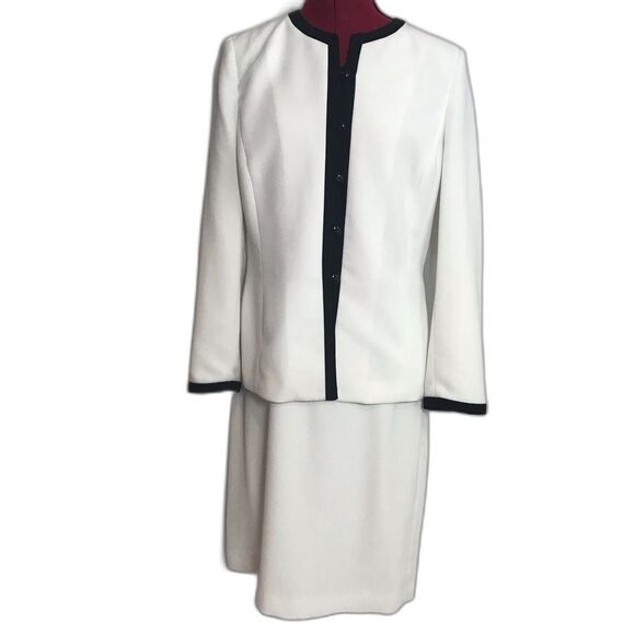 Le Suit Skirt Suit Women's Size 10 Black & White 2-Piece Set Skirt & Blazer - Picture 1 of 11